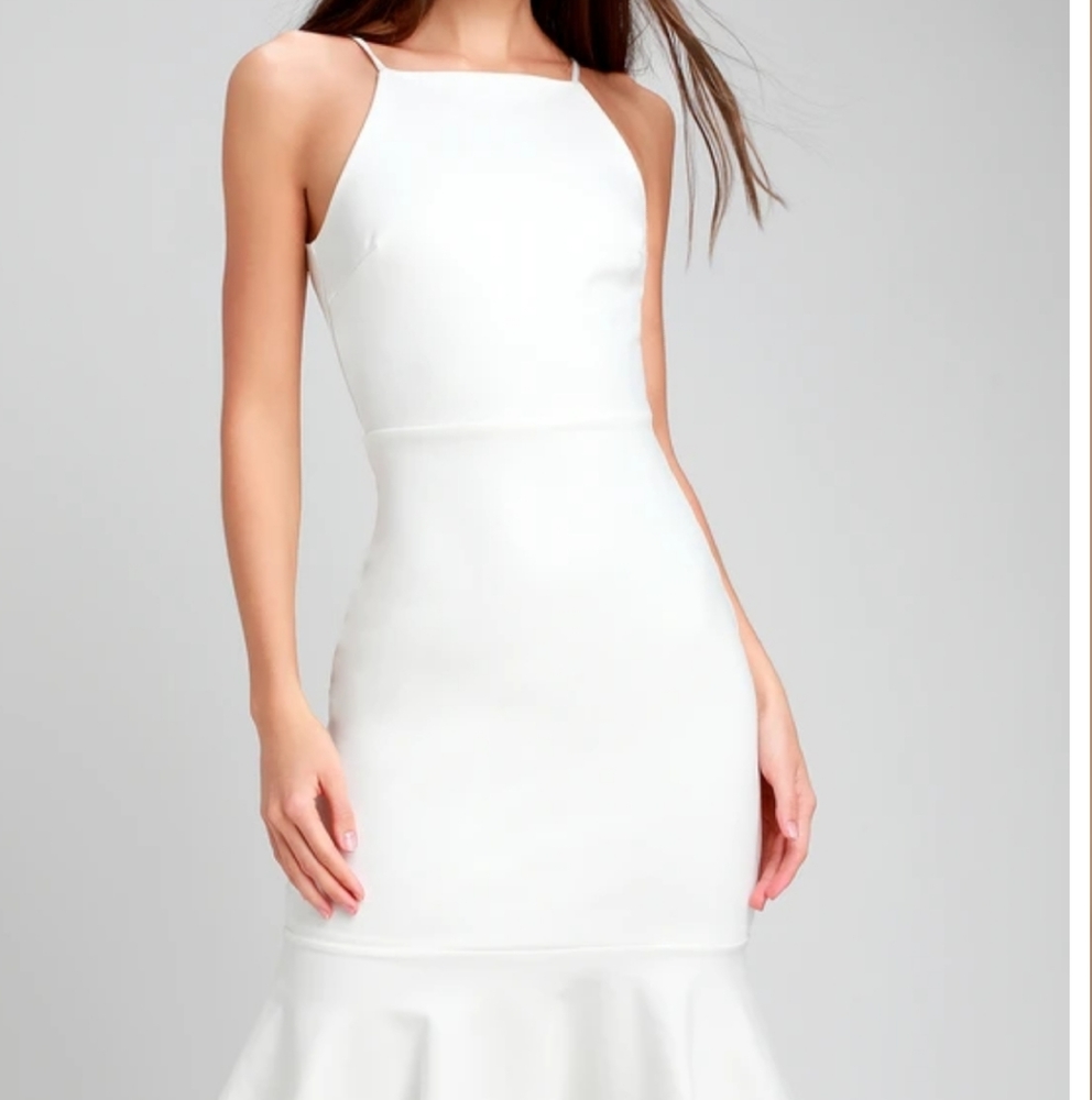 Lulu's This Could Be Love Midi Bodycon White Dress